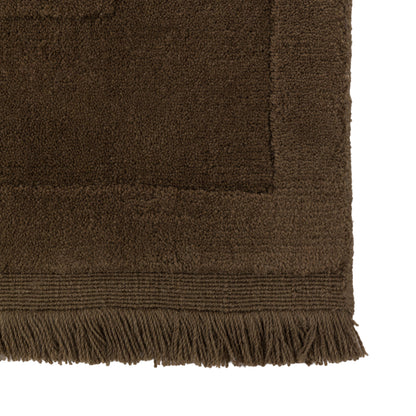 Gallery Direct Sienna Rug Chocolate - corner and edge showing woven texture and finishing