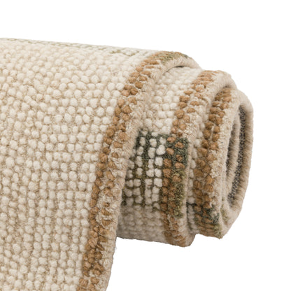 Gallery Direct Solis Check Rug Ivory - rolled rug showing weave and pile texture