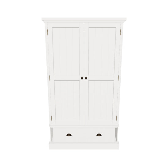 Gallery Direct Eton 2 Door 1 Drawer Wardrobe in White — 3D visualisation © Shackletons