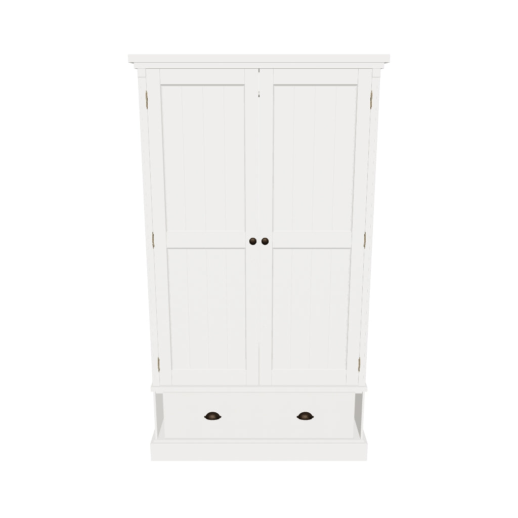 Gallery Direct Eton 2 Door 1 Drawer Wardrobe in White — 3D visualisation © Shackletons