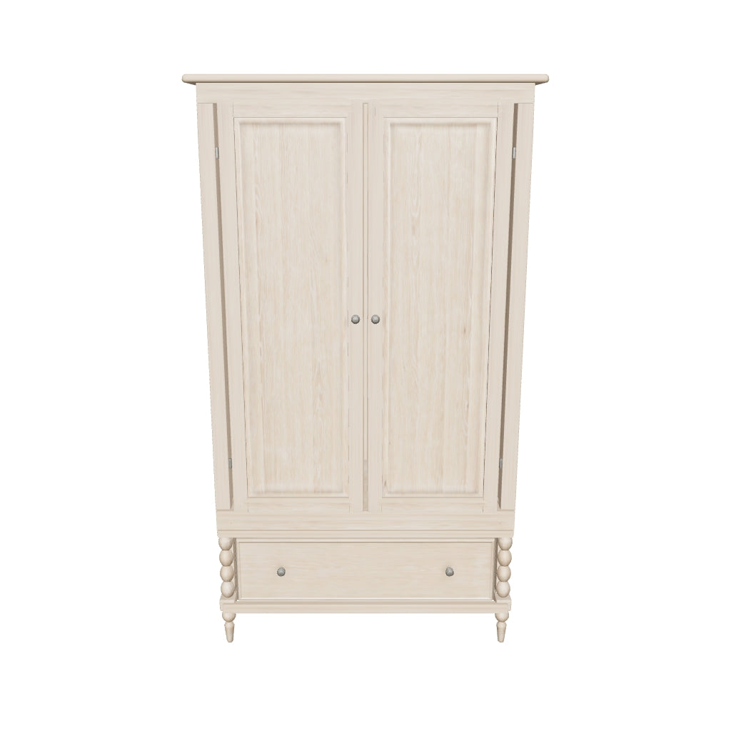 Approximate photo-reconstructed Artisan wardrobe AR review model; nominal 1100 x 580 x 1950 mm; hidden details estimated