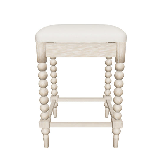 Photo-based approximate Artisan biscuit upholstered bar stool, nominal 46 x 46 x 68.5 cm. Review sample.