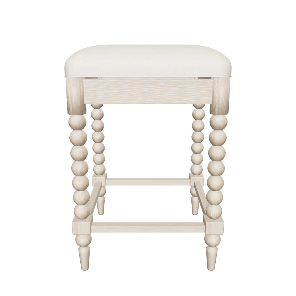 Photo-based approximate Artisan biscuit upholstered bar stool, nominal 46 x 46 x 68.5 cm. Review sample.
