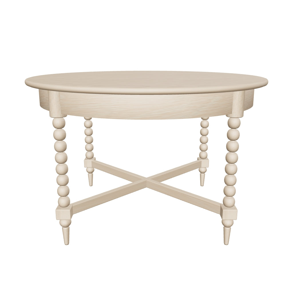 Approximate photo-reconstructed Artisan round-table; static closed nominal footprint, grain registration and hidden construction estimated