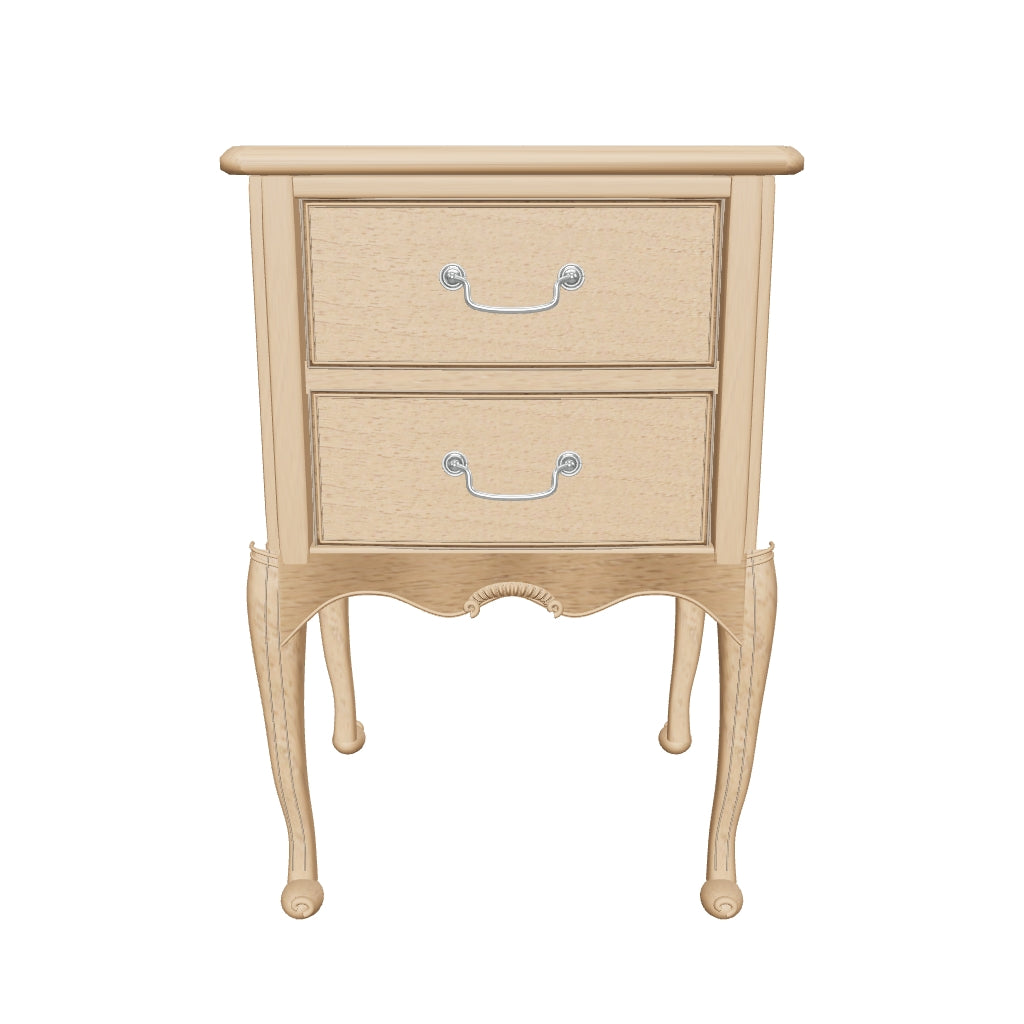 Chic weathered bedside — approximate photo-derived private AR review, 47 × 40 × 69.5 cm; carving depth, rear joinery and grain registration are estimated.