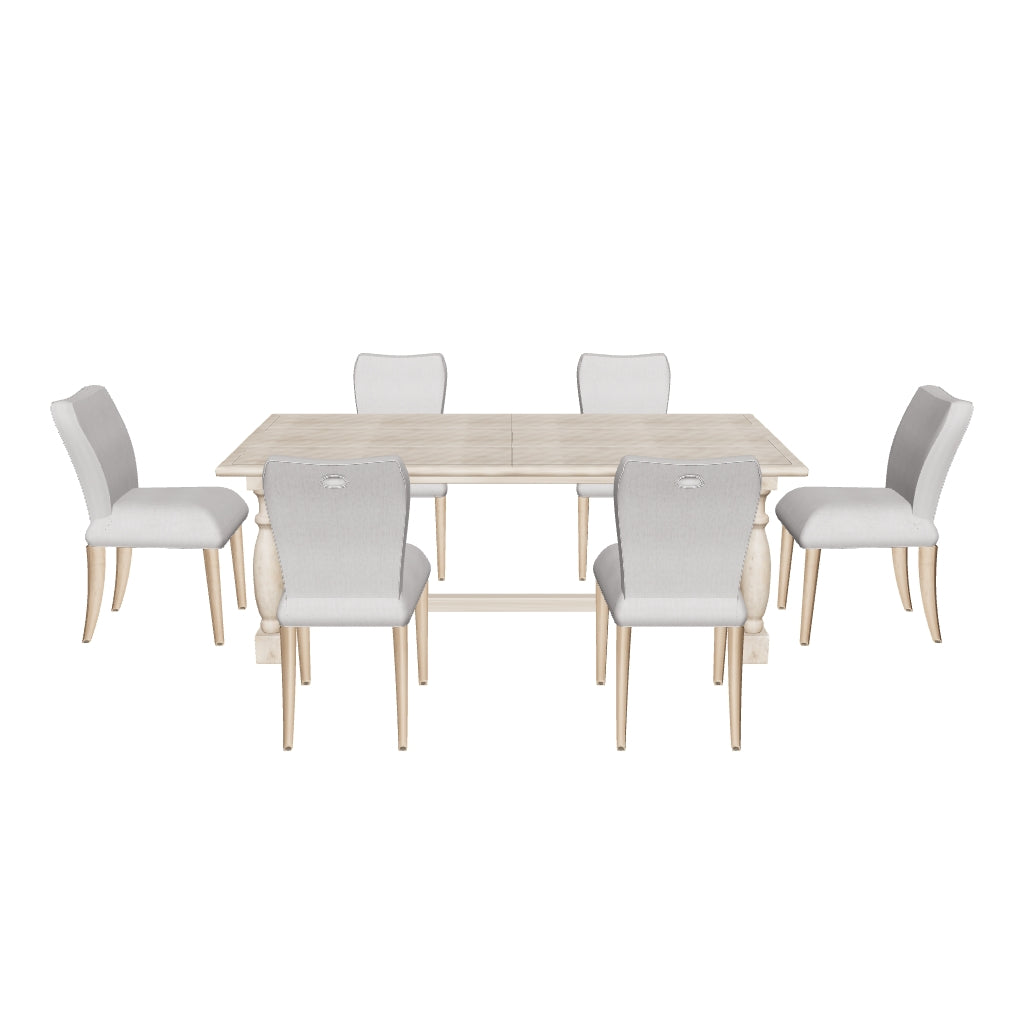 Vancouver rectangular dining set six — corrected photo-guided chairs, approximate AR model v3