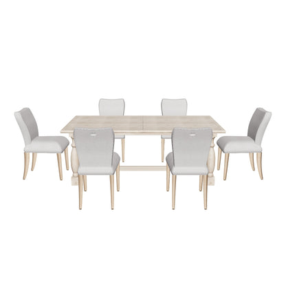 Vancouver rectangular dining set six — corrected photo-guided chairs, approximate AR model v3