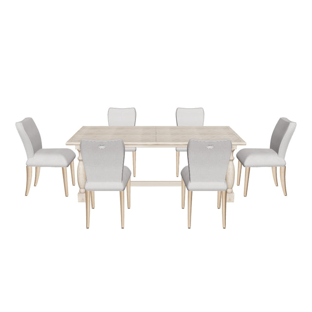 Vancouver rectangular dining set six — corrected photo-guided chairs, approximate AR model v3