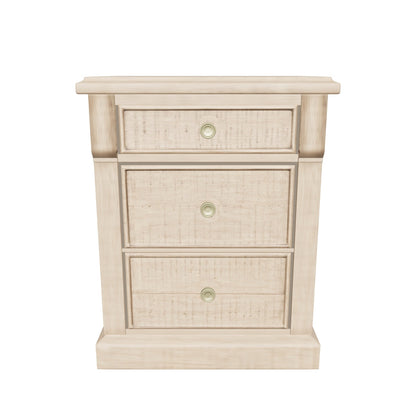 Approximate photo-guided Vancouver 3 Drawer Bedside; W52 x D45 x H65 cm; closed drawers, no room props.