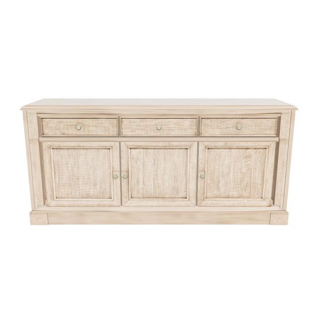 Vancouver three-door three-drawer sideboard. Approximate photo-based 3D preview; nominal 1730 × 475 × 800 mm.