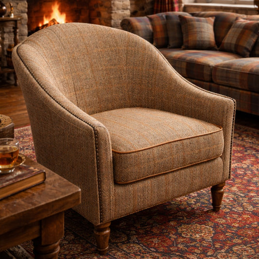 Vintage Sofa Company Alba Chair - Harrington Tweed — lifestyle setting