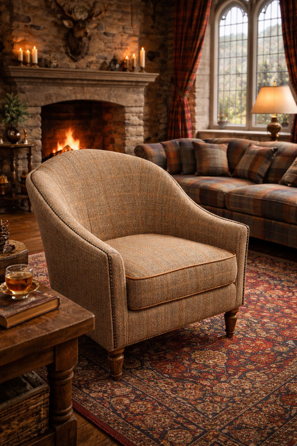 Vintage Sofa Company Alba Chair - Harrington Tweed — lifestyle setting
