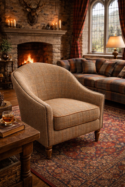 Vintage Sofa Company Alba Chair - Harrington Tweed — lifestyle setting