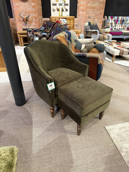 Vintage Sofa Company Alba Chair in Verona Seaweed with Piping — lifestyle setting