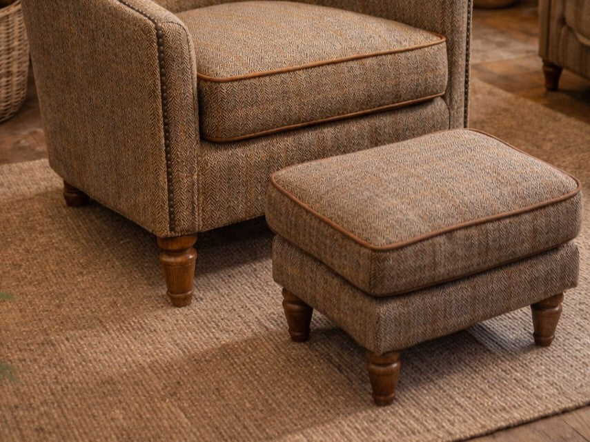 Vintage Sofa Company Alba Footstool with Leather Piping — detail view