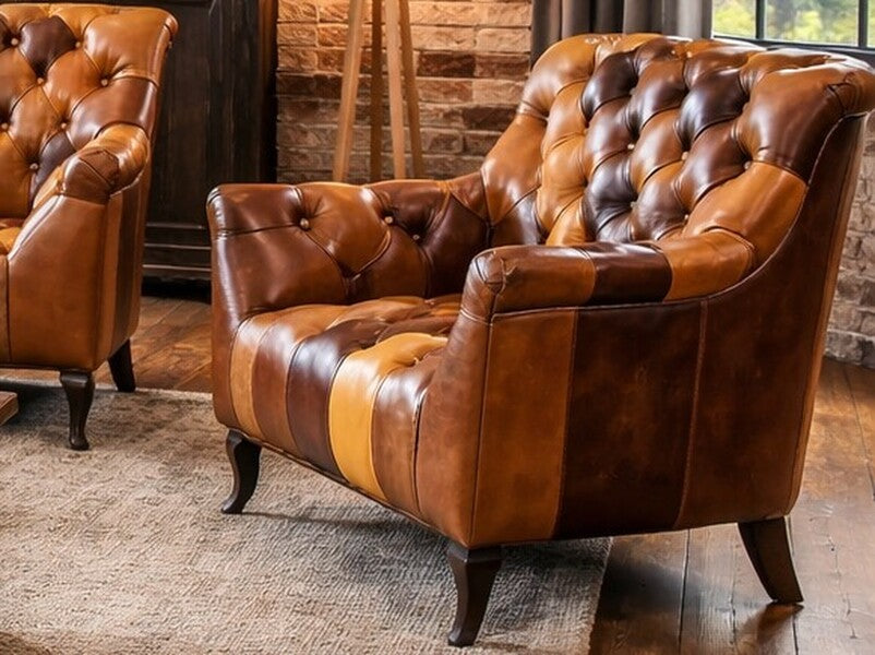 Vintage Sofa Company Bamford Club Armchair in Toffee Patchwork supplier photograph