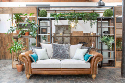 Vintage Sofa Company Brompton 3 Seater Sofa Grey Fabrics and Leather — lifestyle setting