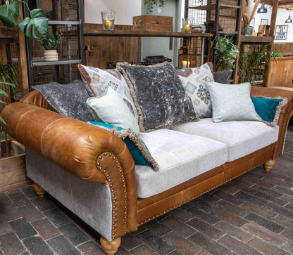Vintage Sofa Company Brompton 3 Seater Sofa Grey Fabrics and Leather — lifestyle setting