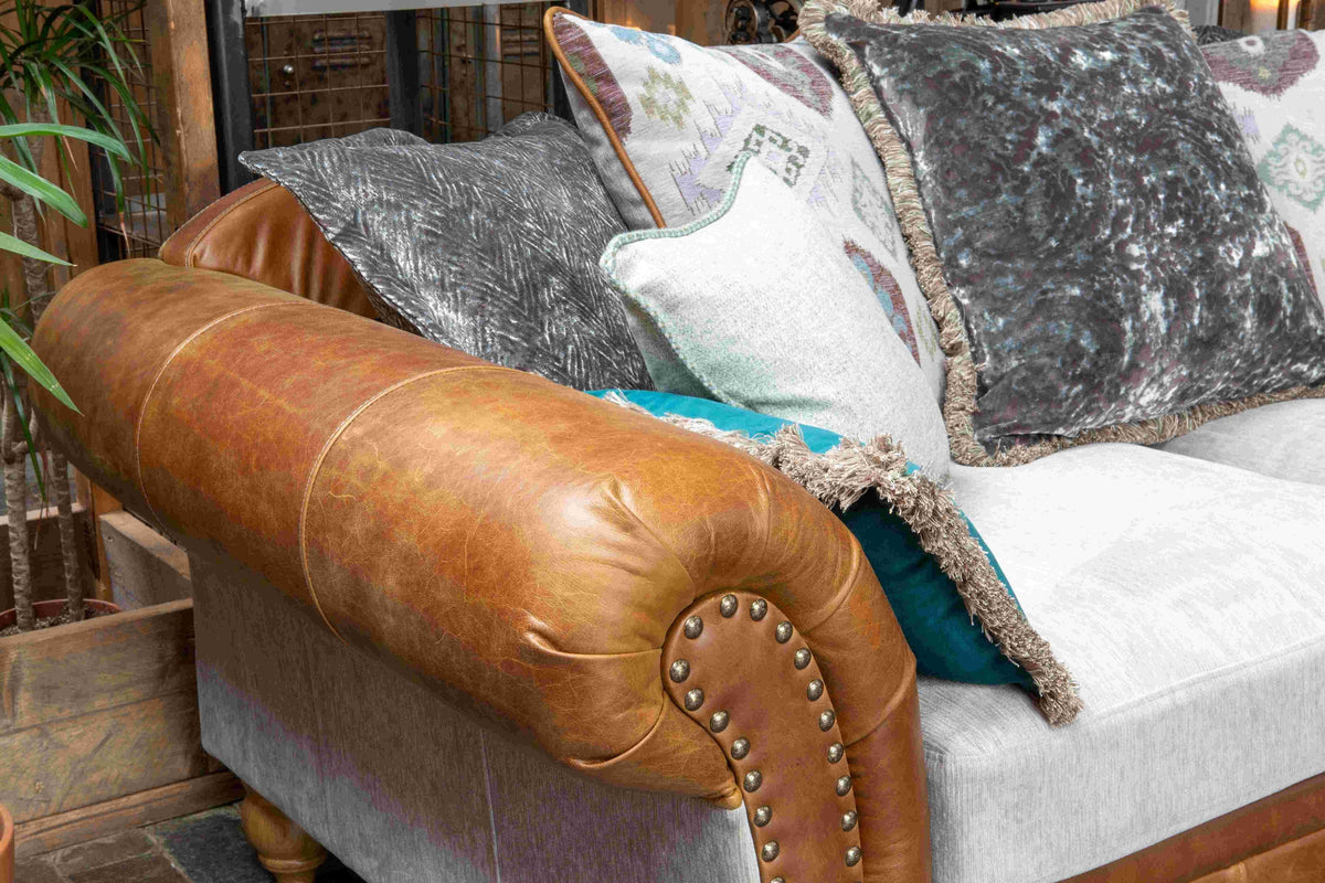 Vintage Sofa Company Brompton 3 Seater Sofa Grey Fabrics and Leather — detail view