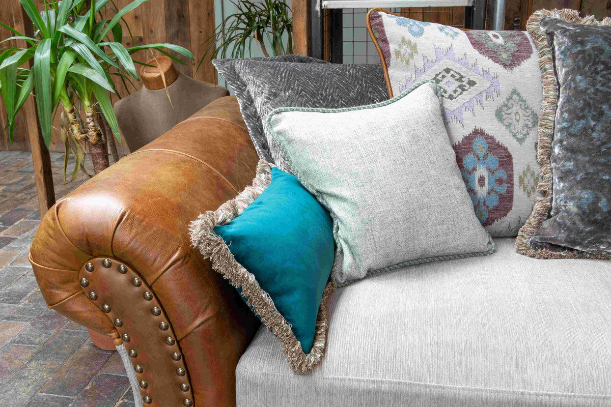 Vintage Sofa Company Brompton 3 Seater Sofa Grey Fabrics and Leather — detail view