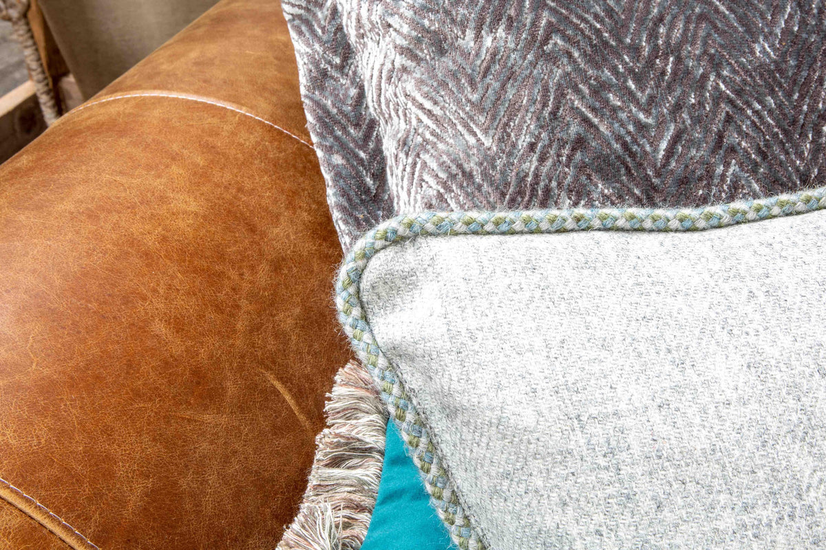Vintage Sofa Company Brompton 3 Seater Sofa Grey Fabrics and Leather — detail view