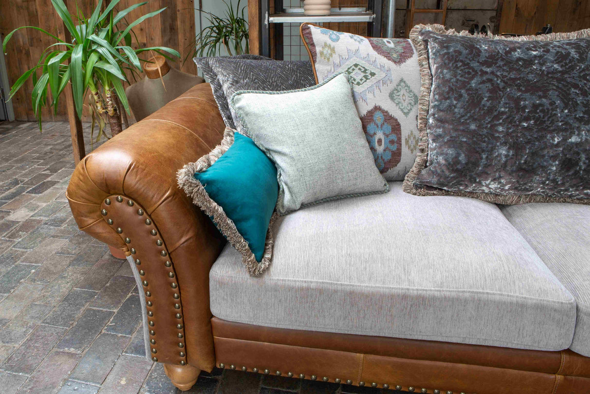 Vintage Sofa Company Brompton 3 Seater Sofa Grey Fabrics and Leather — detail view