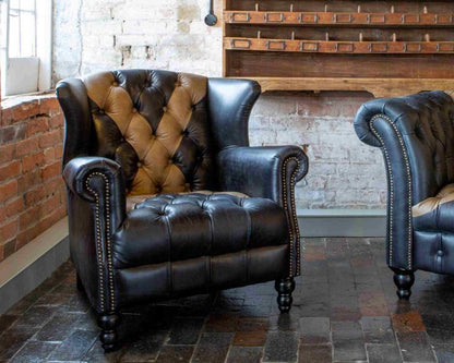 Vintage Sofa Company Crompton Saltire Leather Armchair supplier photograph