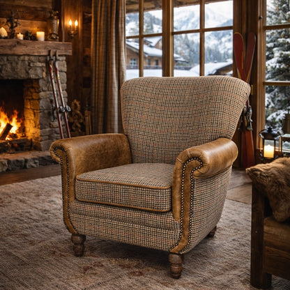 Vintage Sofa Company Damson Chair in Houndstooth Bracken Gotham Design — lifestyle setting