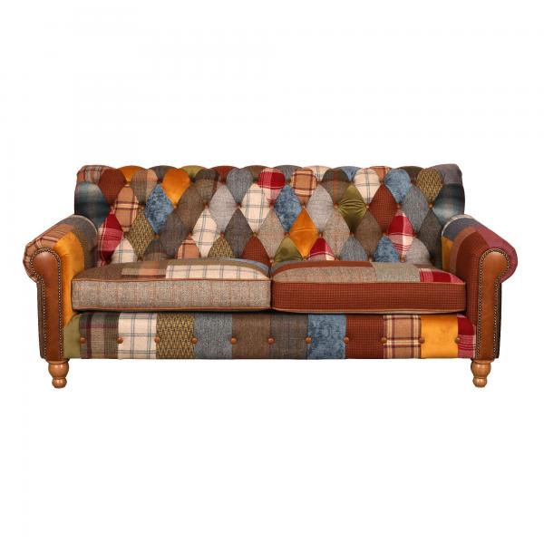 Vintage Sofa Company Dickinson Small 2 Seater Sofa in Patchwork and Tan Leather supplier photograph