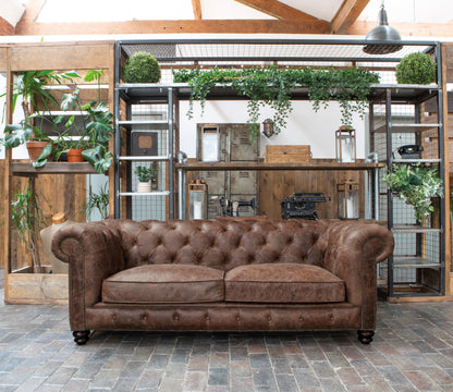 Vintage Sofa Company Gotti Club 3 Seater Espresso Leather — lifestyle setting
