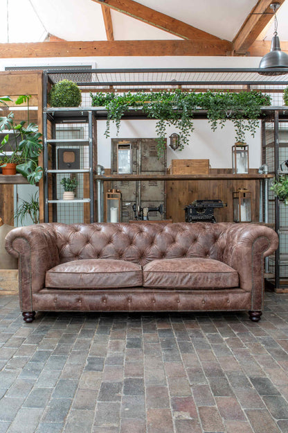 Vintage Sofa Company Gotti Club 3 Seater Espresso Leather — lifestyle setting