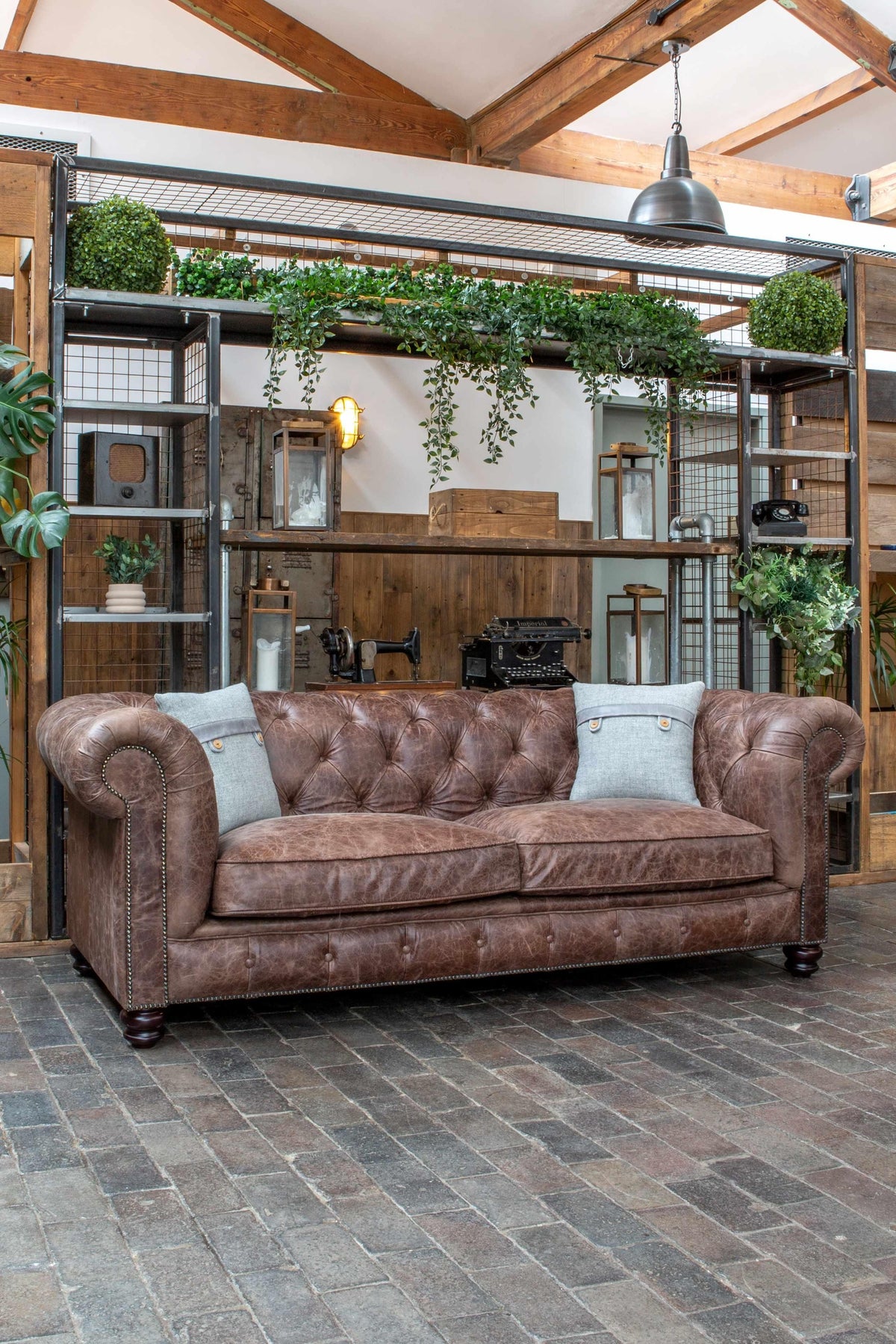 Vintage Sofa Company Gotti Club 3 Seater Espresso Leather — lifestyle setting