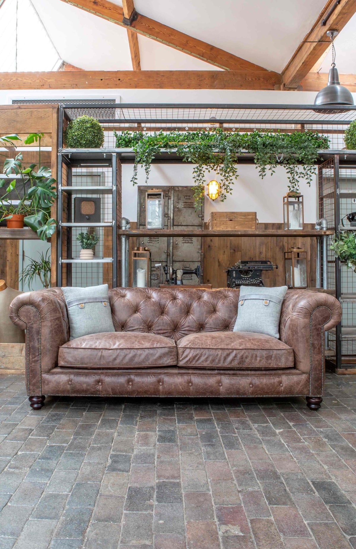 Vintage Sofa Company Gotti Club 3 Seater Espresso Leather — lifestyle setting