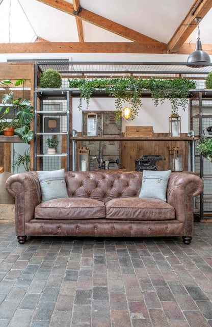 Vintage Sofa Company Gotti Club 3 Seater Espresso Leather — lifestyle setting