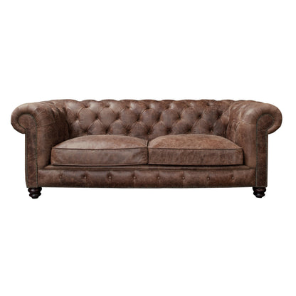 Vintage Sofa Company Gotti Club 3 Seater Espresso Leather — studio product view