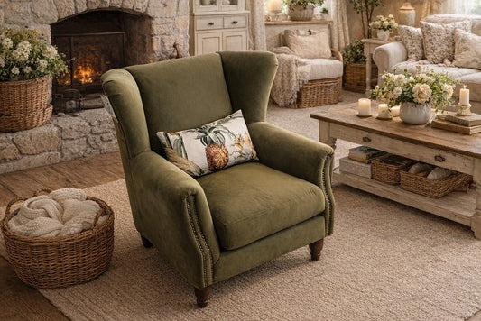 Vintage Sofa Company Lennox Armchair Salvador Fabric — lifestyle setting