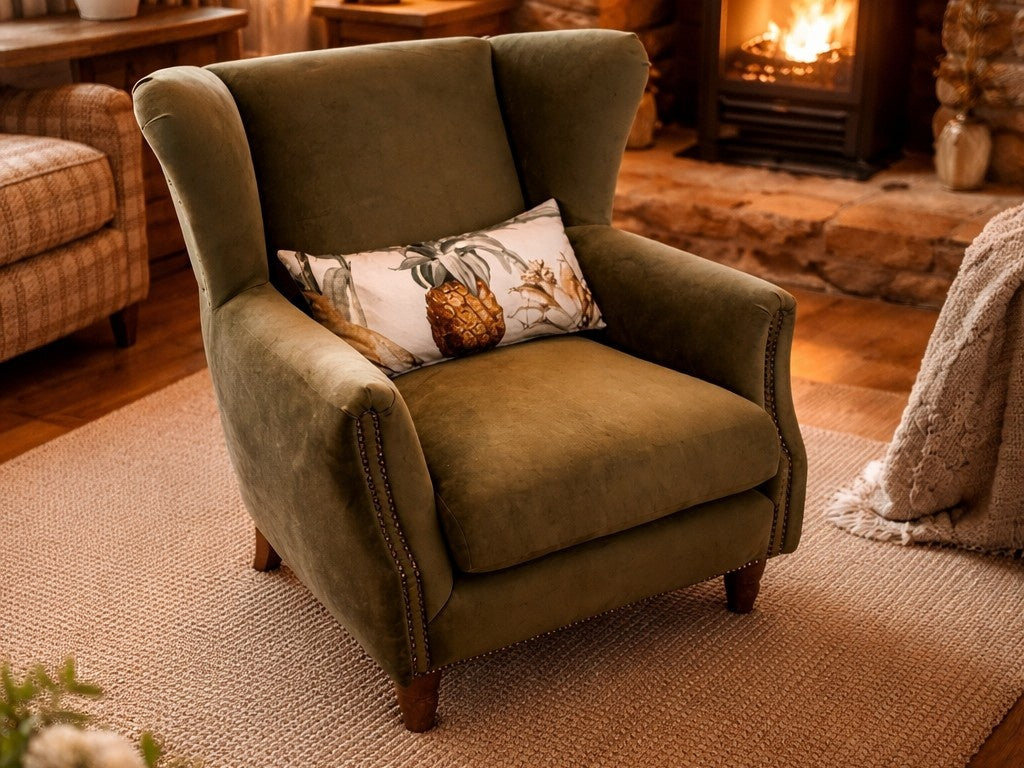 Vintage Sofa Company Lennox Armchair Salvador Fabric — lifestyle setting