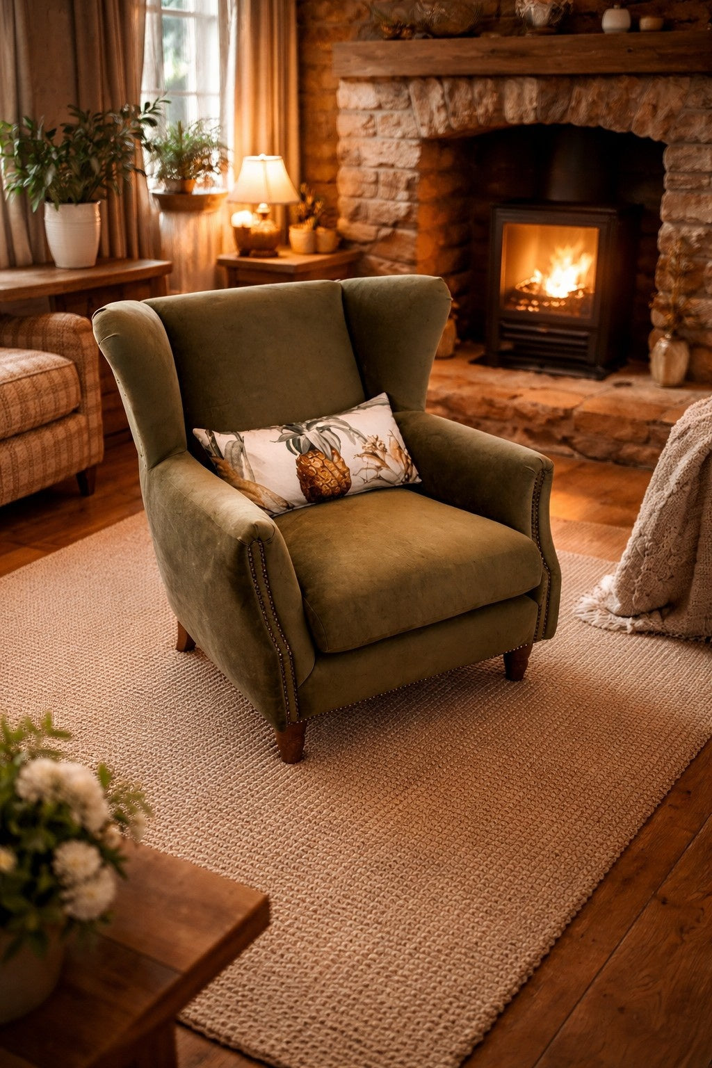 Vintage Sofa Company Lennox Armchair Salvador Fabric — lifestyle setting