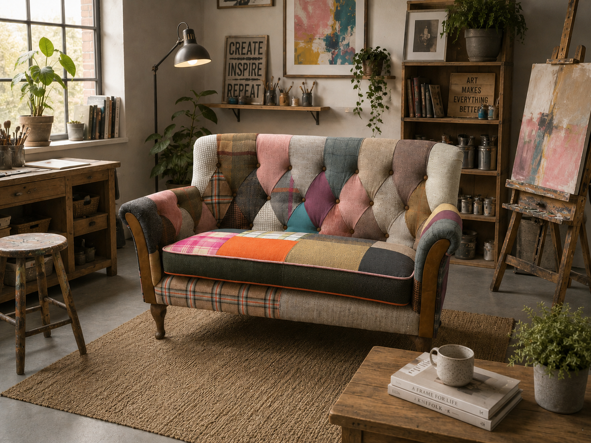 Vintage Sofa Company Padley 2 Seater Patchwork â€” lifestyle setting