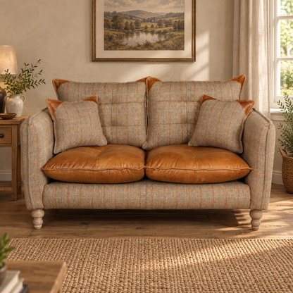 Vintage Sofa Company Regent 2 Seat Sofa - Hunting Lodge and Cerato Brown leather — lifestyle setting