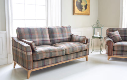 Vintage Sofa Company Whitwell 2 seater Sofa Malham Green Wool & Tan Leather — lifestyle setting