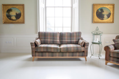Vintage Sofa Company Whitwell 2 seater Sofa Malham Green Wool & Tan Leather — lifestyle setting