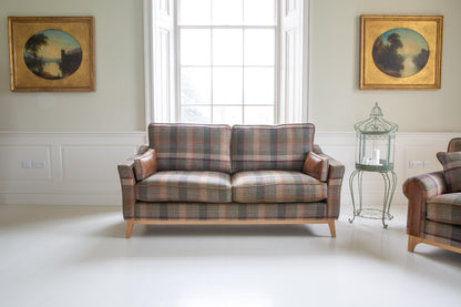 Vintage Sofa Company Whitwell 3 seater Sofa in Malham Green Wool & Tan Leather — lifestyle setting
