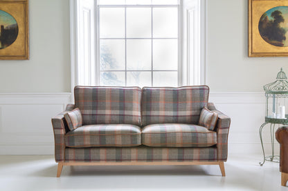 Vintage Sofa Company Whitwell 3 seater Sofa in Malham Green Wool & Tan Leather — lifestyle setting