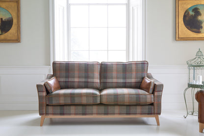 Vintage Sofa Company Whitwell 3 seater Sofa in Malham Green Wool & Tan Leather — lifestyle setting
