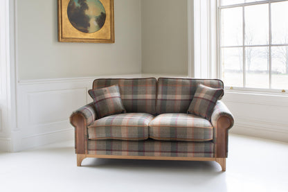 Vintage Sofa Company Winderwath 2 Seater Sofa - Malham Green wool + Tan Leather — lifestyle setting