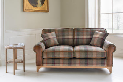 Vintage Sofa Company Winderwath 2 Seater Sofa - Malham Green wool + Tan Leather — lifestyle setting