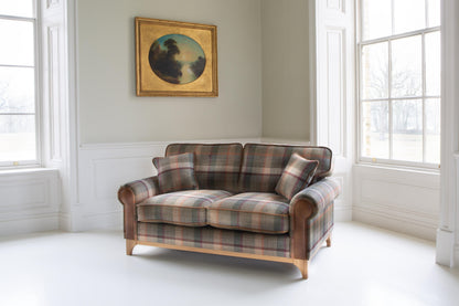 Vintage Sofa Company Winderwath 2 Seater Sofa - Malham Green wool + Tan Leather — lifestyle setting
