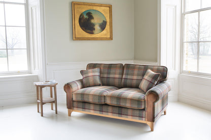 Vintage Sofa Company Winderwath 2 Seater Sofa - Malham Green wool + Tan Leather — lifestyle setting