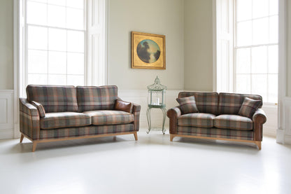 Vintage Sofa Company Winderwath 2 Seater Sofa - Malham Green wool + Tan Leather — lifestyle setting